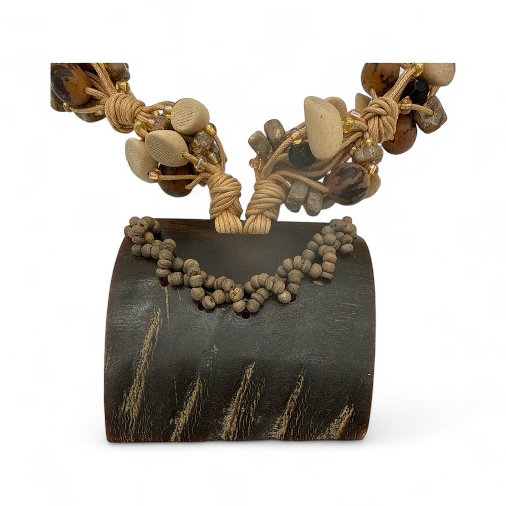 Tribal Horn Bohemian Necklace - Stone, Wood, Shell - Picture 3 of 6